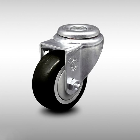 Service Caster 3.5 Inch SS Black Polyurethane Wheel Swivel Bolt Hole Caster SCC-SSBH20S3514-PPUB-BLK